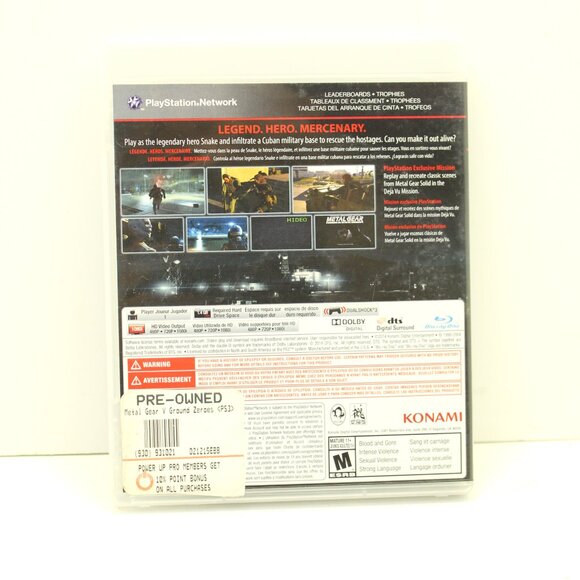 METAL GEAR SOLD V GROUND ZEROES (SONY PLAYSTATION 3 2014) PS3 GAME & CASE TESTED - Picture 3 of 7